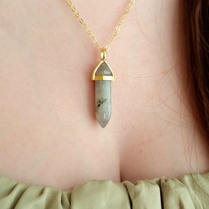 Double Point Labradorite Crystal Necklace