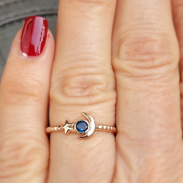 Mini bague femme argent doré or rose  et  topaze blue london