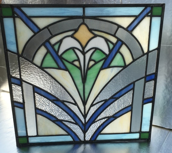 Art Deco Stained Glass Window Panel Custom Order Etsy