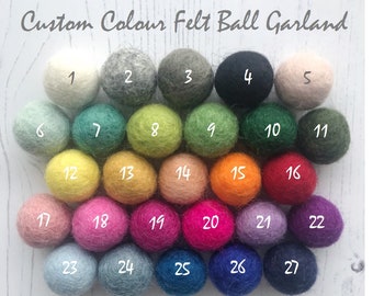 Custom Made Felt Ball Garland/nursery garland/customised baby room decor/handmade garlands/multi-colour felt ball decorations
