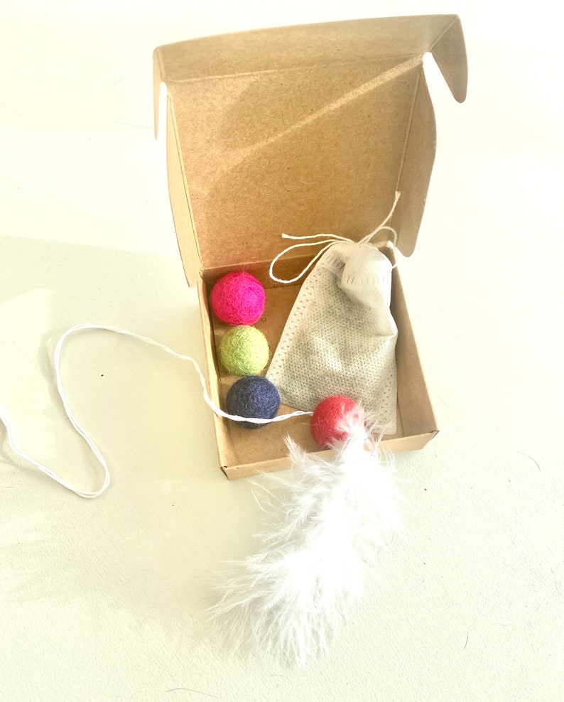 Felt ball catnip gift for kittens, kitty felt ball toy, kitten toy, catnip toys, cat play balls, kitten play, catnip kitty gift, kitty play image 3