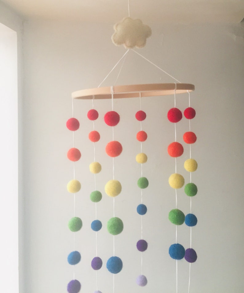 Fully Customisable Felt Ball Mobile//nursery mobile, multicoloured mobile, baby shower gift , crib mobile, unisex baby mobile, nursery decor image 7