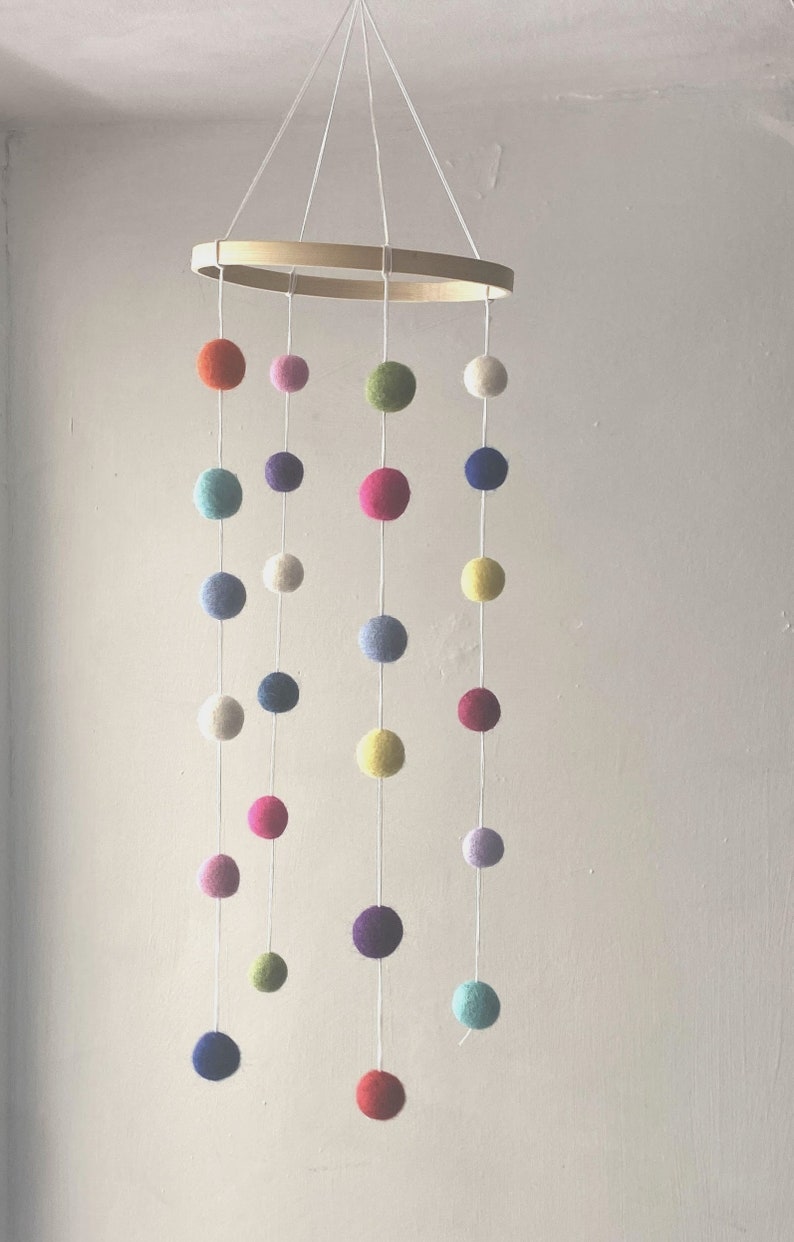 Fully Customisable Felt Ball Mobile//nursery mobile, multicoloured mobile, baby shower gift , crib mobile, unisex baby mobile, nursery decor image 9