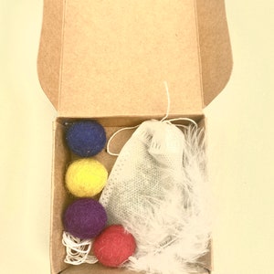 Felt ball catnip gift for kittens, kitty felt ball toy, kitten toy, catnip toys, cat play balls, kitten play, catnip kitty gift, kitty play image 4