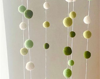 Nature Inspired Green Felt Ball cot Mobile/nursery baby mobile, crib mobile, nursery decor/handmade nursery decoration/baby shower gift