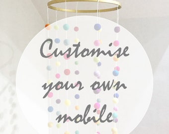 Fully Customisable Felt Ball Mobile//nursery mobile, multicoloured mobile, baby shower gift , crib mobile, unisex baby mobile, nursery decor