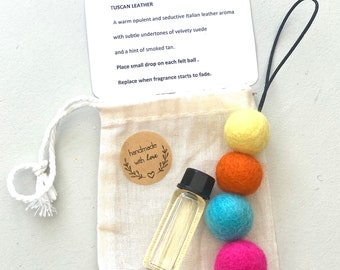 NEW ! Scented felt ball car freshener,  car scent diffuser, wardrobe freshener, car fragrance balls, car freshener, gifts for him, car fresh