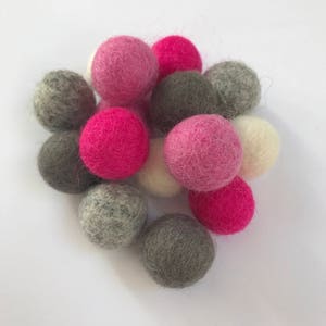 Pink and grey felt ball cot mobile/pink and grey nursery mobile/pink and grey nursery, felt ball crib mobile, cot mobile, baby shower gift image 3