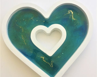 Hollow MDF resin filled open heart  - Trinket box, wall decoration