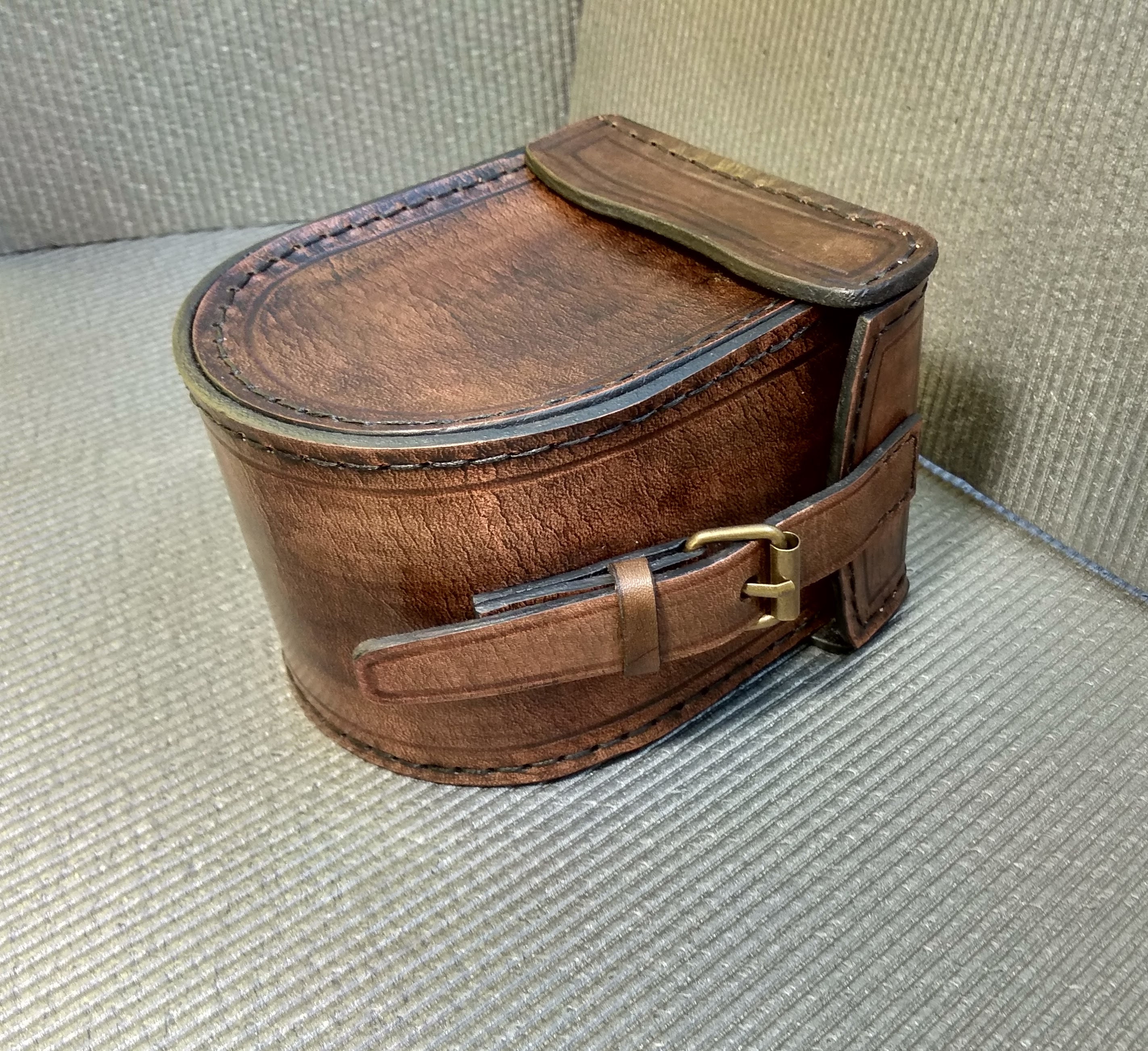 Wool-lined Leather Fishing Reel Pouch 