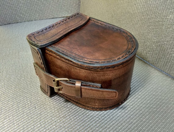 Wool-lined Leather Fishing Reel Pouch 