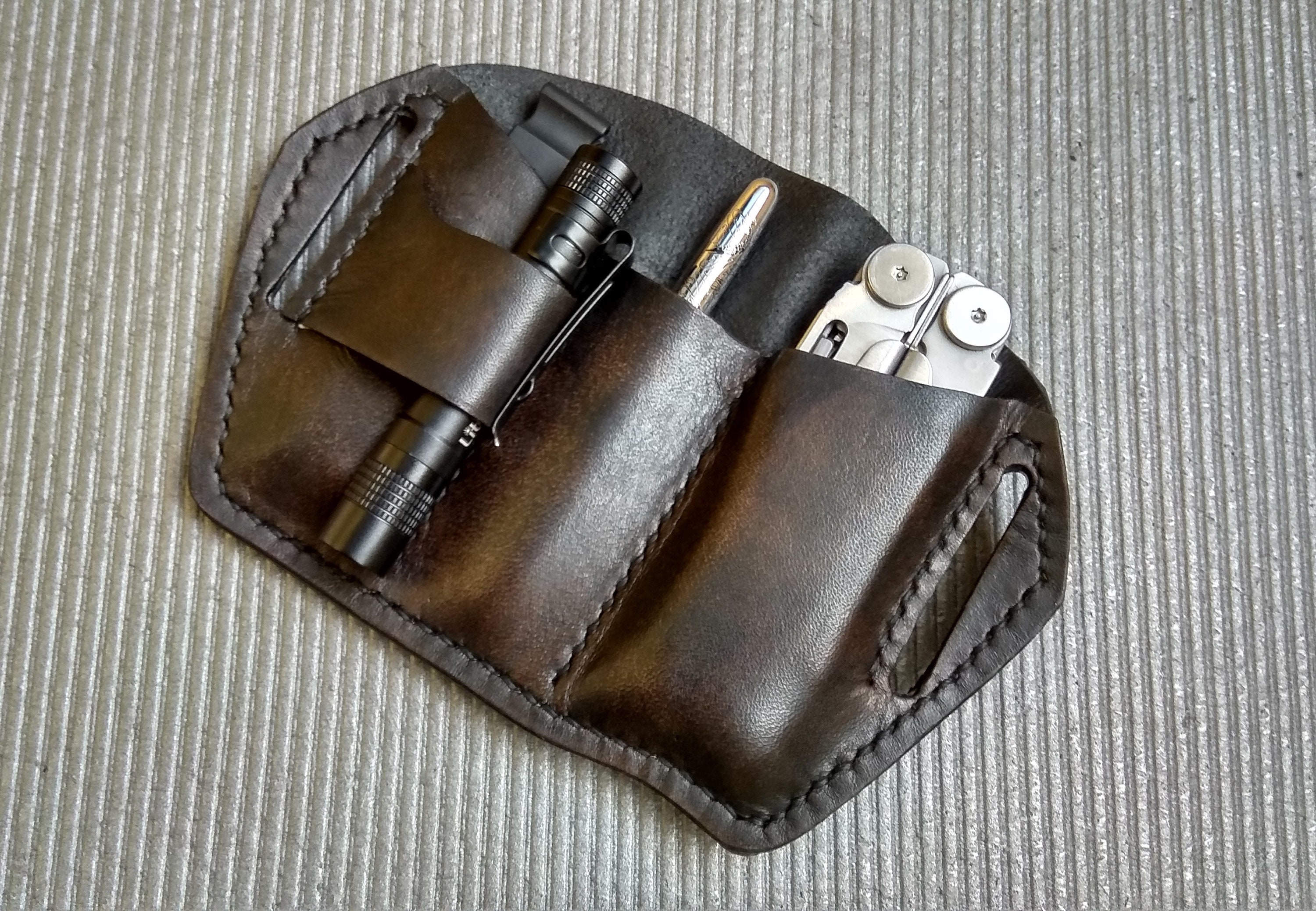 EDC leather organizer large. Belt organizer. Leatherman Etsy