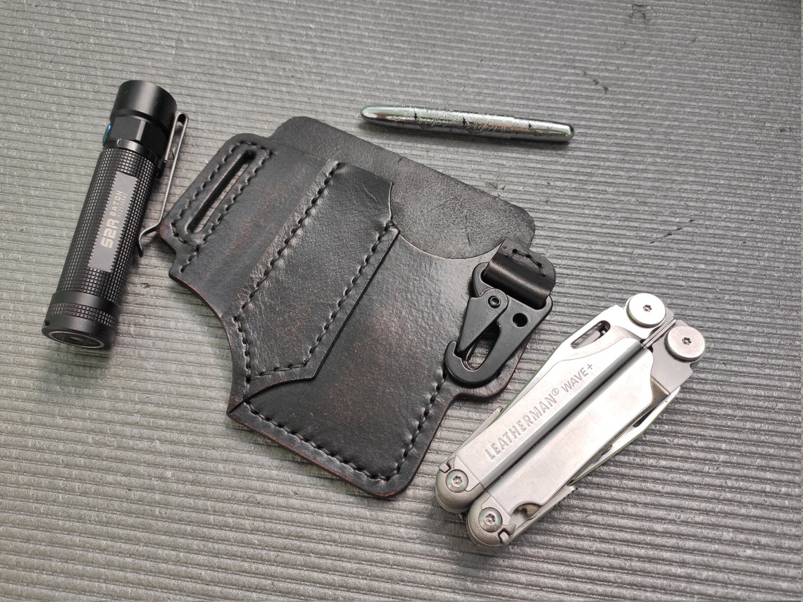 EDC leather belt pouch with keyholder. Pouch for Leatherman Etsy