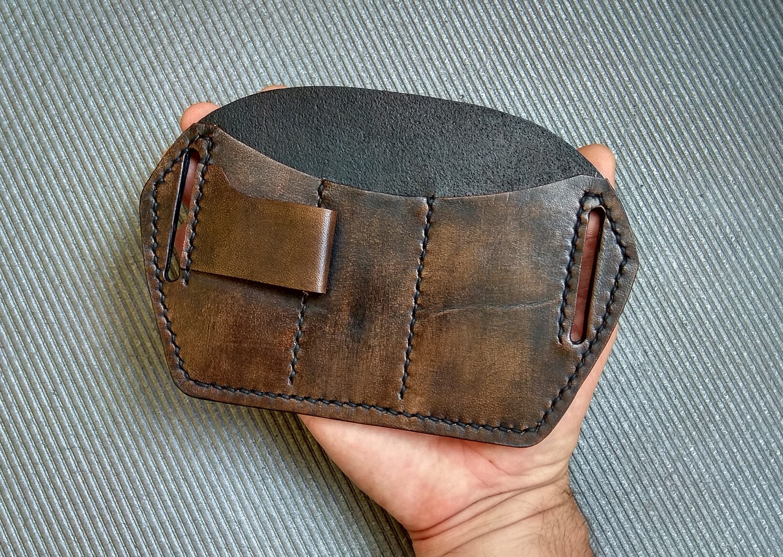 Large Leather Belt Pouch for Edc Leatherman Hiking Multitool Etsy
