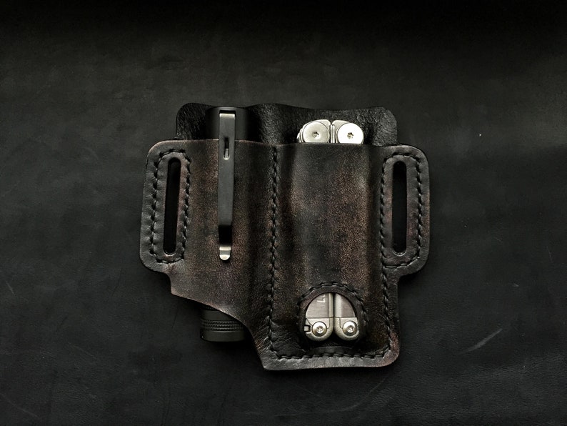 Leather Belt Pouch for Edc Multitool and Flashlight Etsy