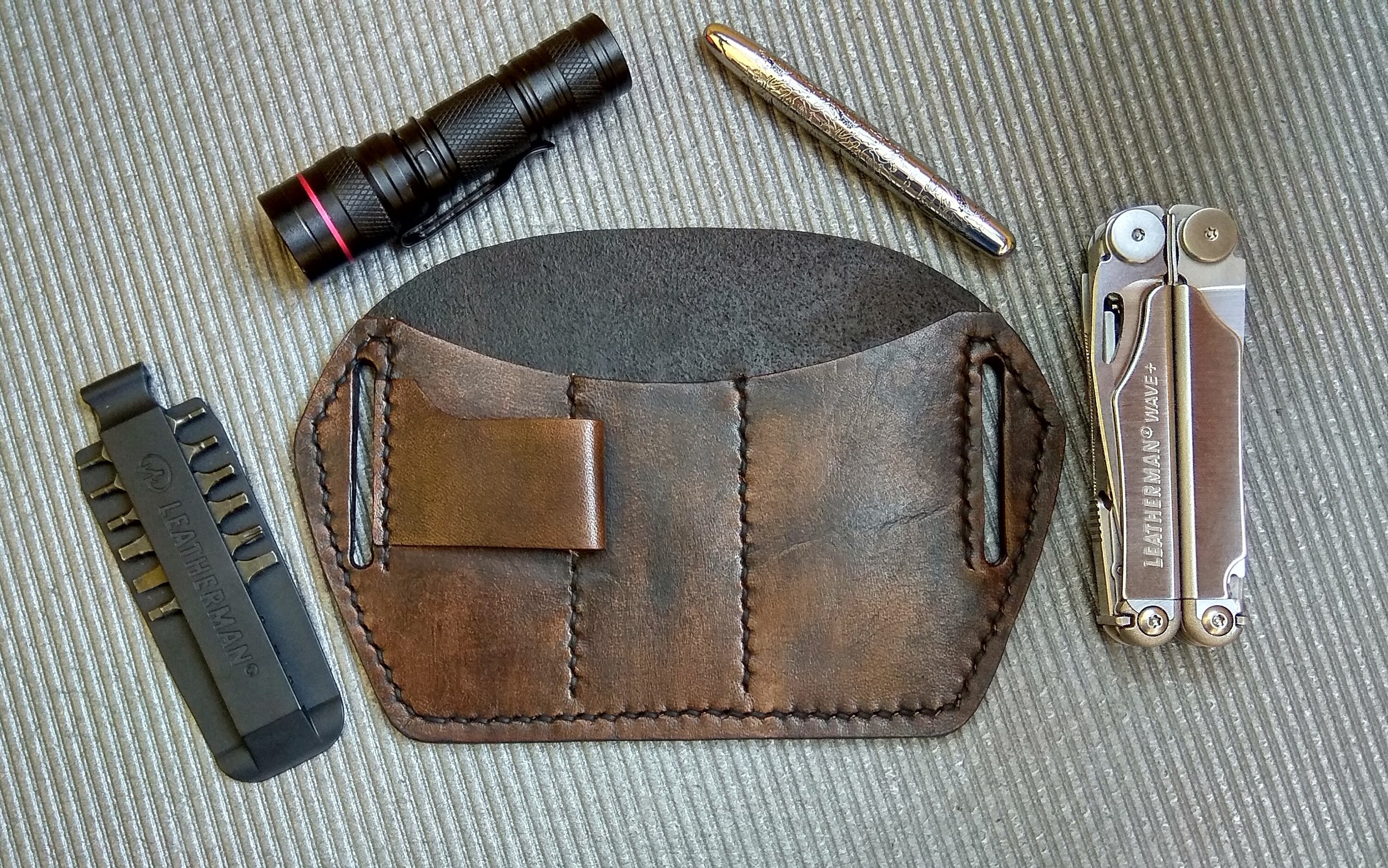 EDC leather organizer large. Belt organizer. Leatherman Etsy