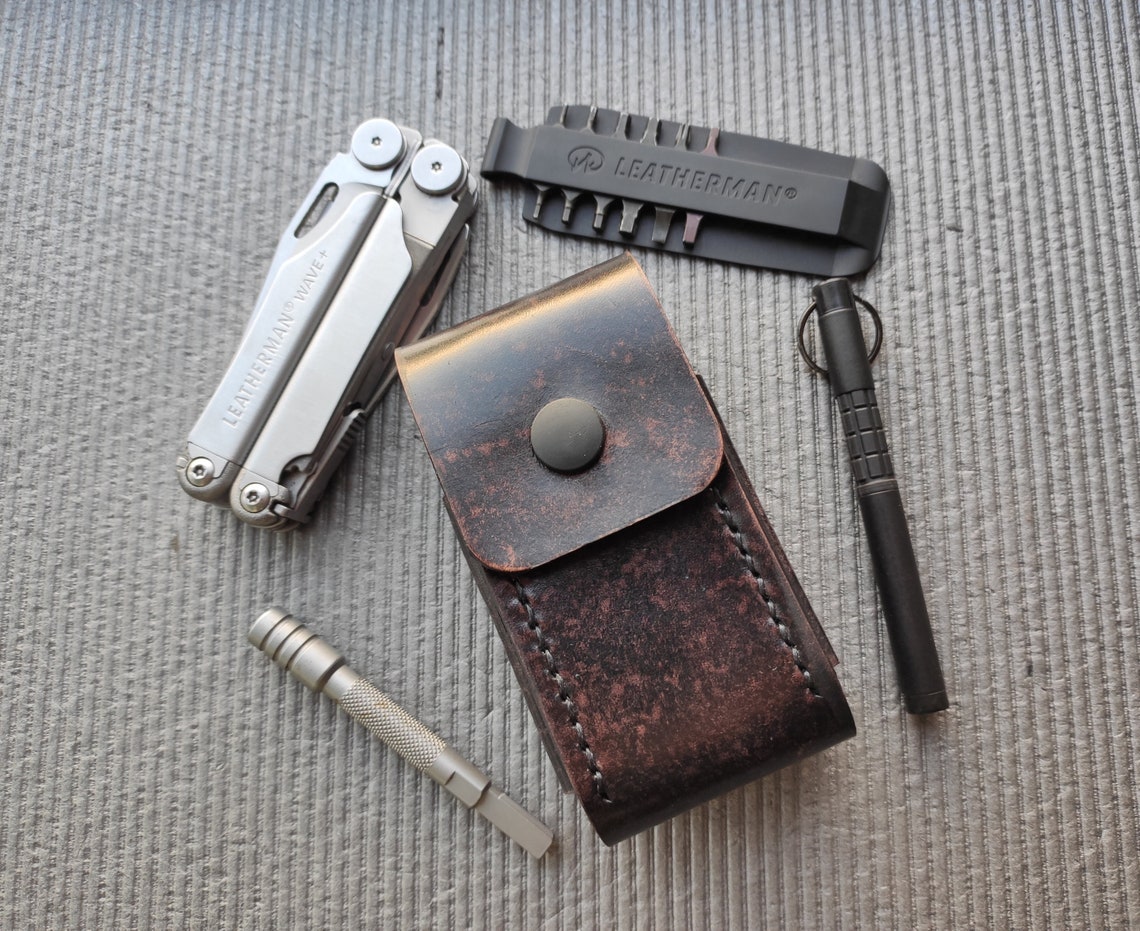 Leather Belt Pouch for Leatherman Multitool and Bit Set Etsy