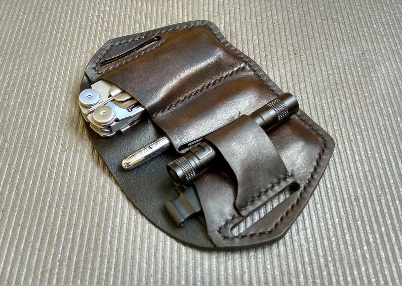 Large Leather Belt Pouch for Edc Leatherman Hiking Multitool Etsy