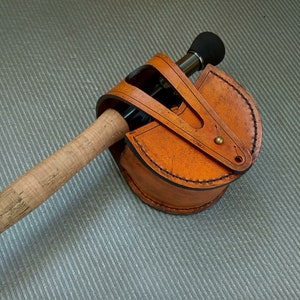 Op maat gemaakte handgemaakte leren tas voor vismolen