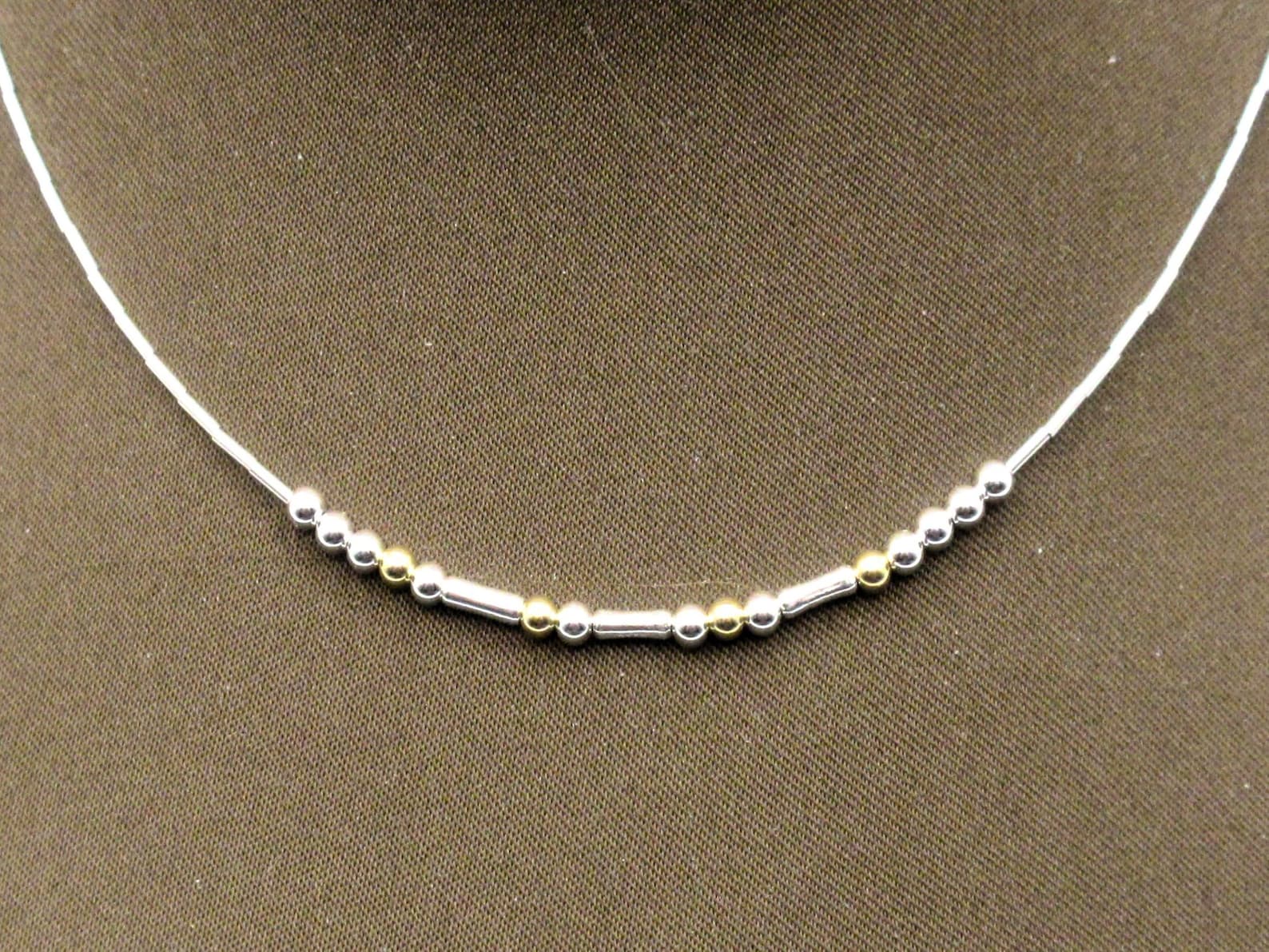 Custom Morse Code Necklace | Sterling Silver and Gold-filled Beads - Etsy