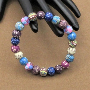 8mm Multi Colored Polymer Clay Beads | Comfy Stretch Braceletl | Fast Shipping