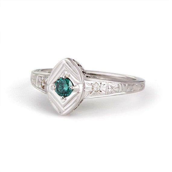 vintage blue diamond ring