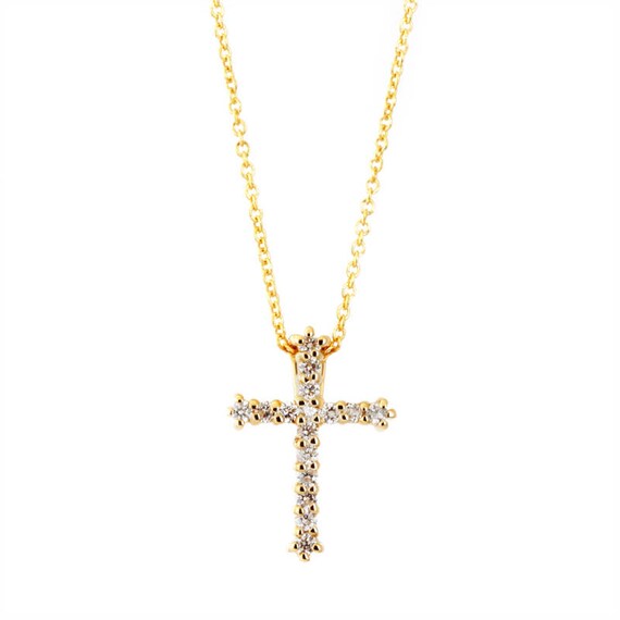 14K White Gold Diamond Cross Pendant