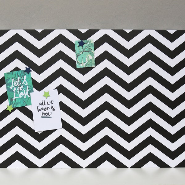 Black and White Chevron Magnetic Noticeboard