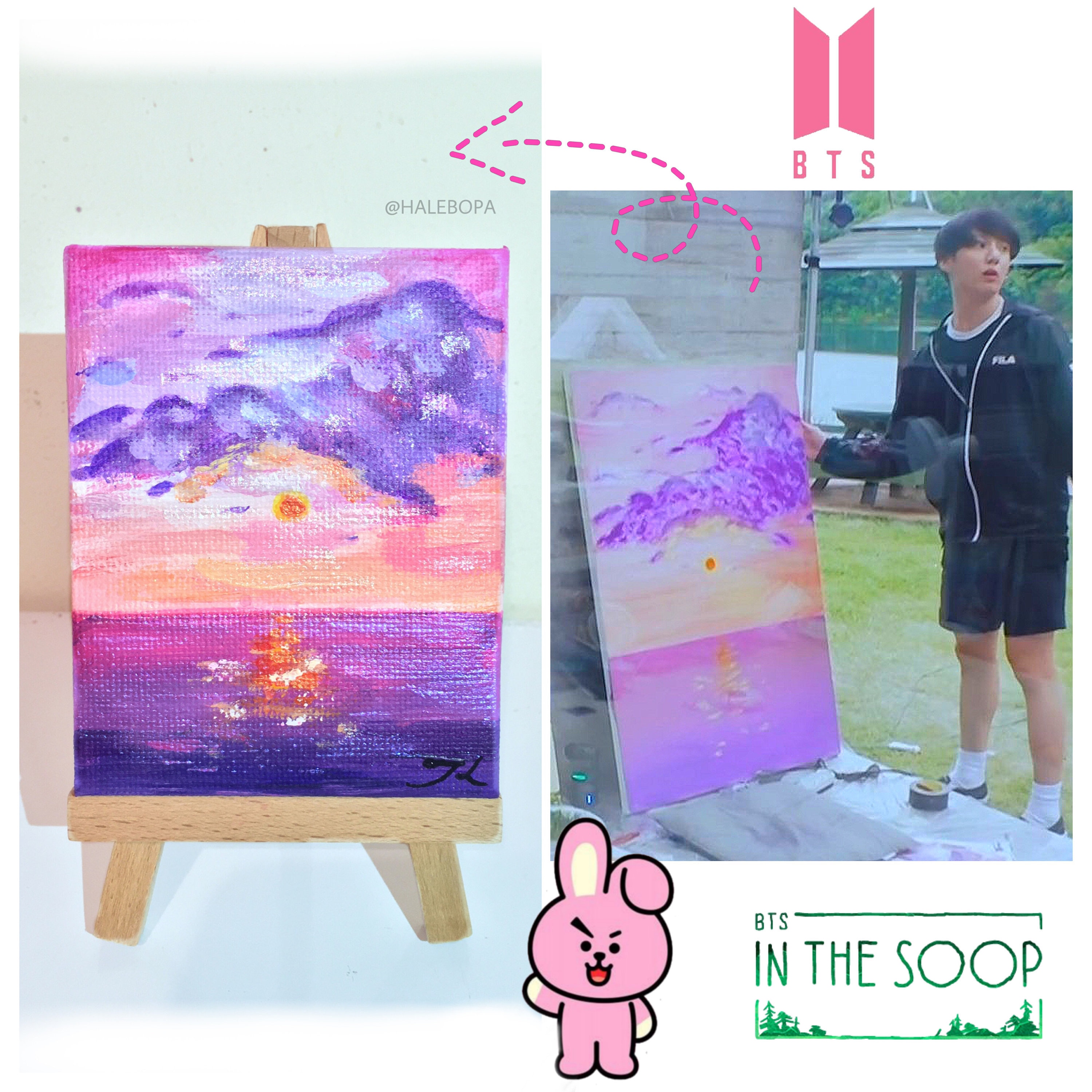 BTS Jungkook's Sunset Painting, Replica, Mini Canvas and Easel - Etsy