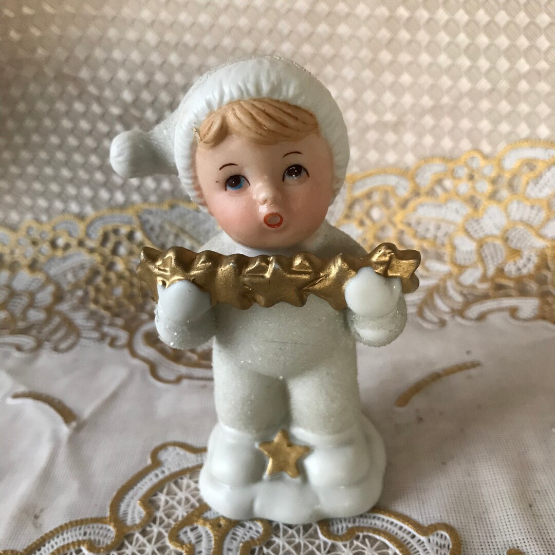Vintage Homco Snow Baby Figurine Holding Gold Stars Etsy Nederland