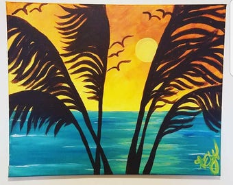 Atardecer Pintura Acrilica