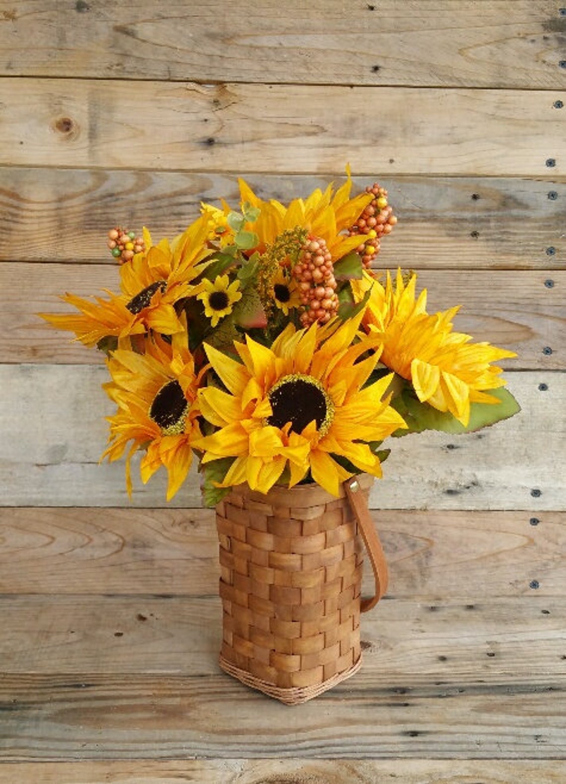 Sunflower Handle Basket Fall Decor Sunflower Floral Etsy