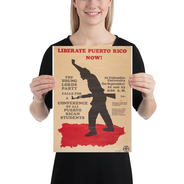 Liberate Puerto Rico Now! Young Lords 1960s Poster 12x16"