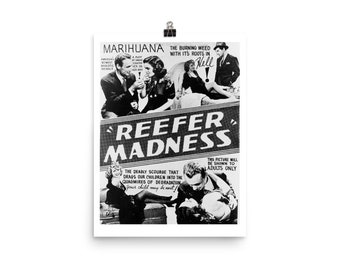 Vintage Reefer Madness Movie Poster Black and White vsn 12"x16"