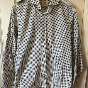 Ben Sherman Shirt Mens Medium White Geometric Long Sleeve Button Up Slim Fit image 1