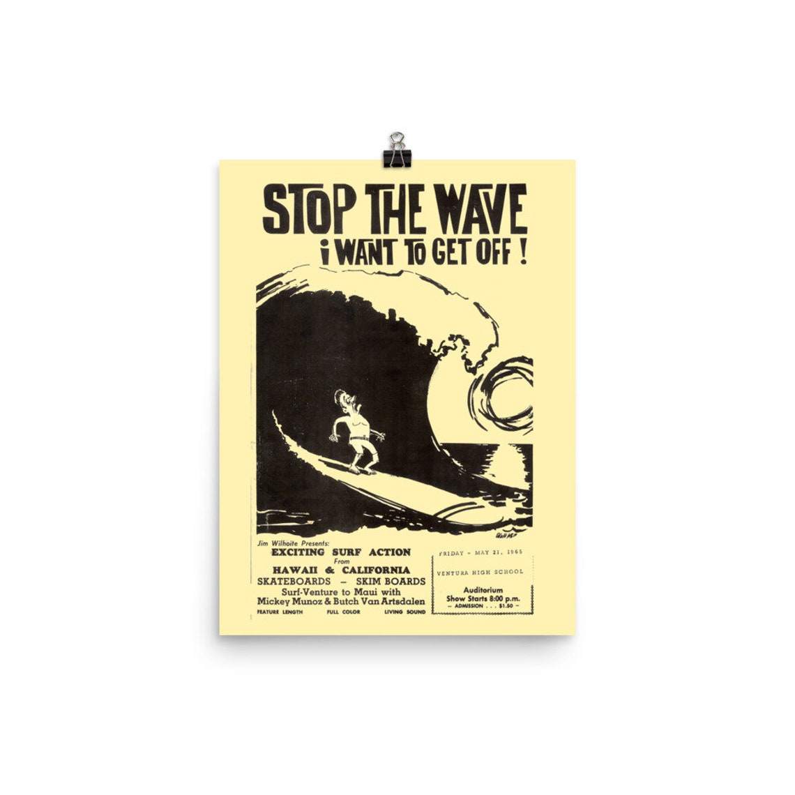 1965 Stop The Wave I Want To Get Off Surf Movie Poster Etsy