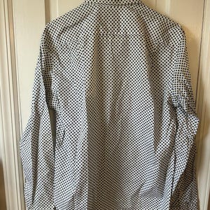 Ben Sherman Shirt Mens Medium White Geometric Long Sleeve Button Up Slim Fit image 3