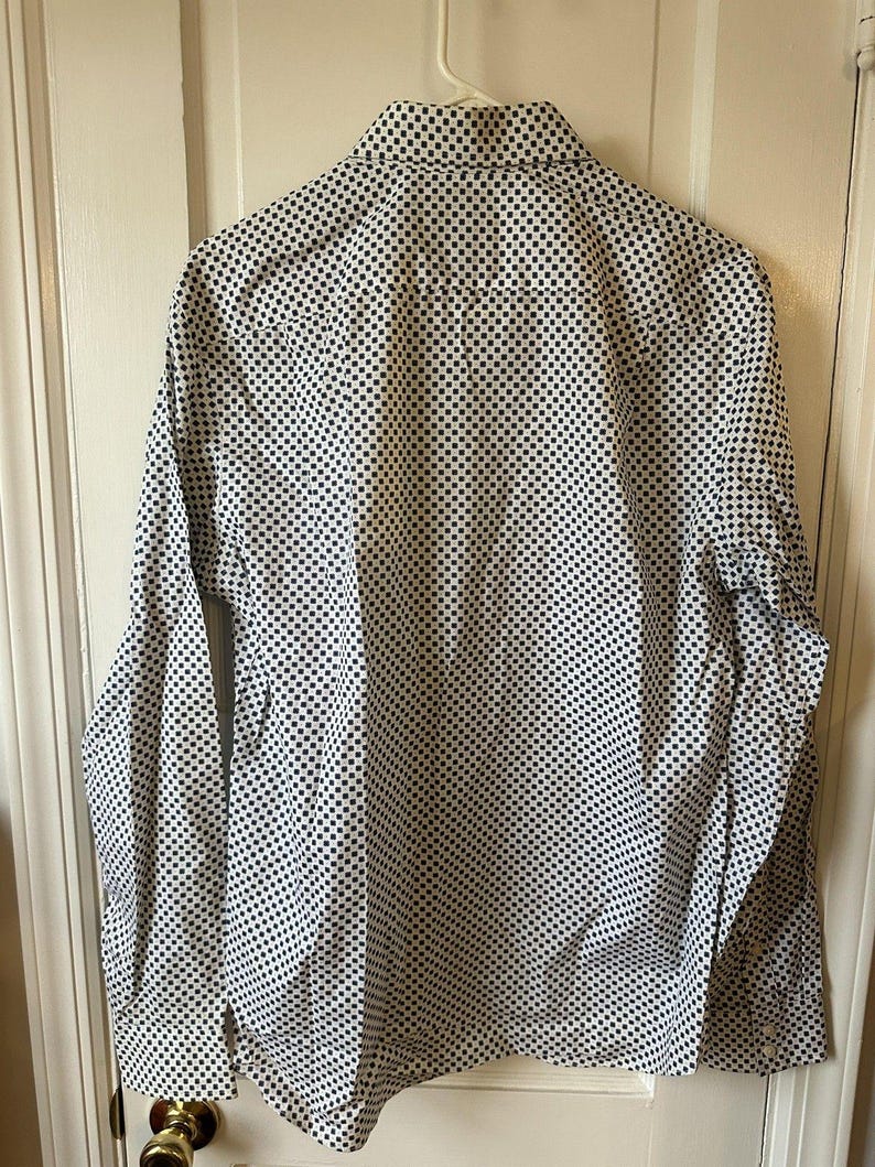 Ben Sherman Shirt Mens Medium White Geometric Long Sleeve Button Up Slim Fit image 3
