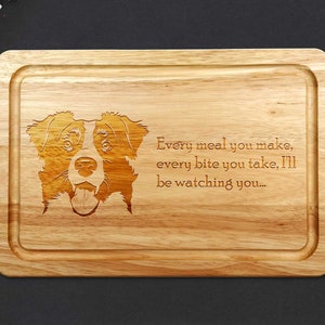 Border Collie Wooden Chopping Board 30cm x 20cm