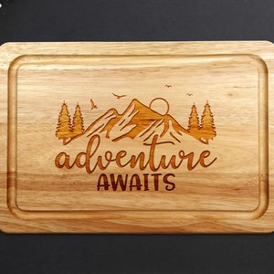 Adventure Awaits | Wooden | Chopping Board | 30 x 20cm | Explore | Scenes | Woodland | Gift