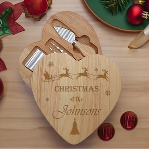 Family Christmas Gift for Him & Her Personalised Cheeseboard Set Quality Cheese Board Personalized Engraved Xmas Couple Home Gifts Ideas