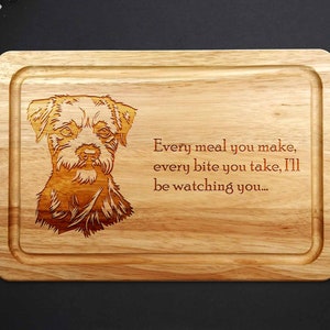 Border Terrier Wooden Chopping Board 30cm x 20cm