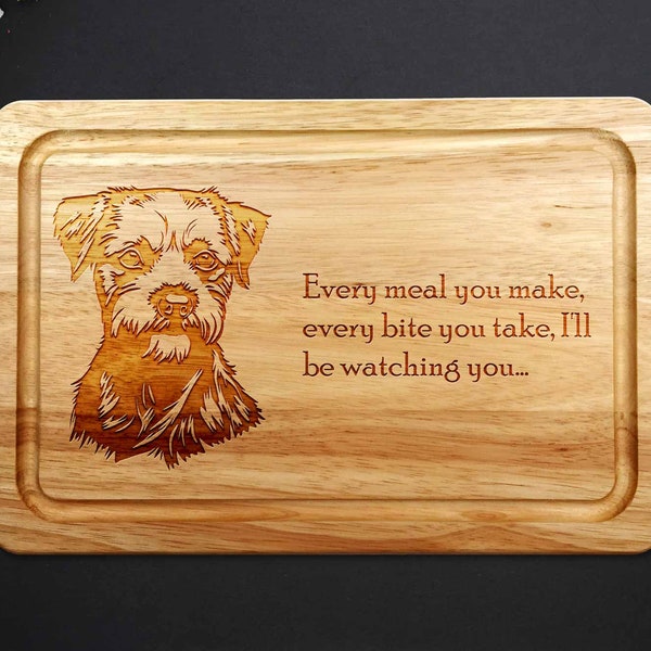 Border Terrier Wooden Chopping Board 30cm x 20cm