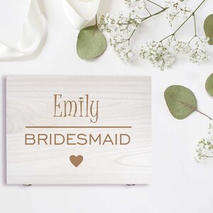 Personalised Bridal Party Keepsake Wooden Box| Bridesmaid | Maid of Honour