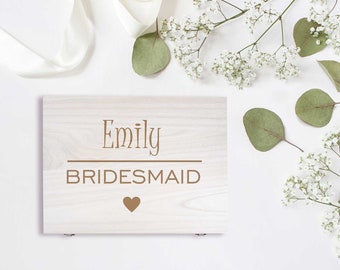 Personalised Bridal Party Keepsake Wooden Box| Bridesmaid | Maid of Honour