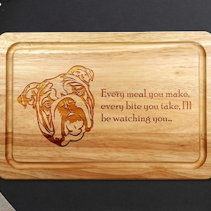 Englische Bulldogge Schneidebrett aus Holz 30cm x 20cm