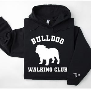 Personalised &quot;Walking Club&quot; Hoodie for Dog Lovers - Custom Dog Breed Silhouette & Name with Heart/Paw Detail