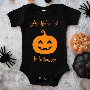 Baby&#39;s First Halloween, Personalised Vest, Pumpkin, Spider, Cute, Gift