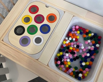 FLISAT/ TROFAST Colour Sorting Table Insert. Sensory play table. IKEA. Natural Children Sensory. Educational Learn Colour Activity for Kids