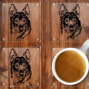 Juego de 4 posavasos de vidrio Husky para bebidas